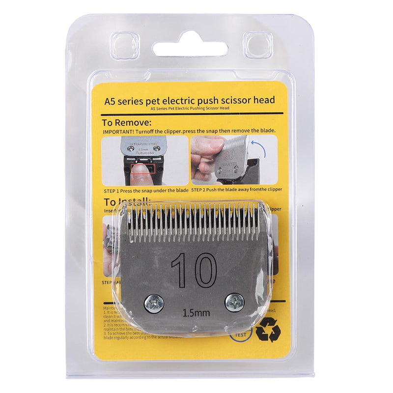 Detachable Steel Pet Dog Grooming Blades Size 10 1/16"(1.5mm) Dog Grooming Replacement Blade Compatible with Andis/Wahl/Oster Dog Clippers Made of Steel Stainless Steel Blade - PawsPlanet Australia
