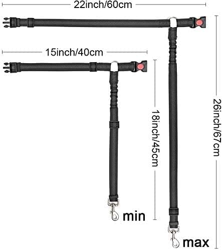 Car Dog Seatbelt Adjustable with Elastic Bungee Headrest Restraint with Elastic Bungee and Reflective Stripe Connect with Dog Harness in Vehicle for Travel Daily Use Dog Car Safety