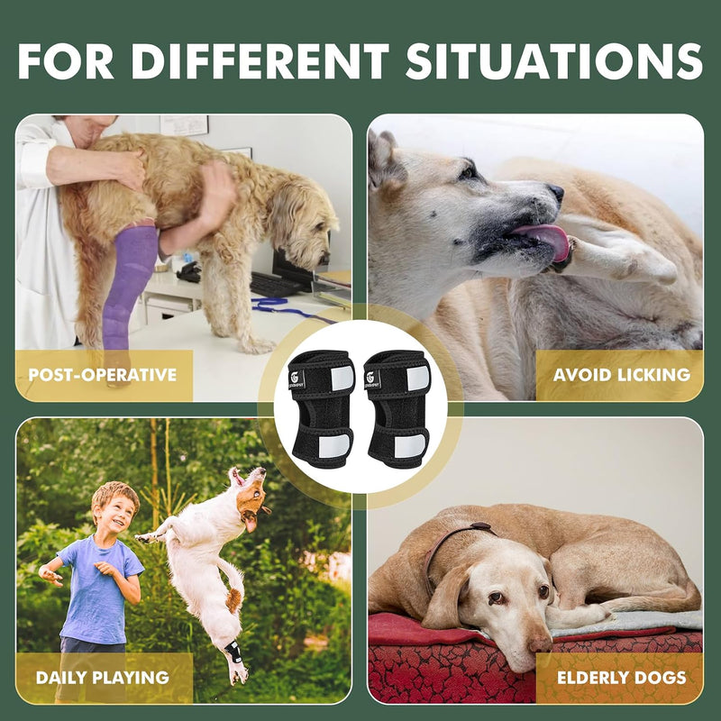 Dog Knee Brace for Torn ACL Hind Leg and Luxating Patella, Canine Rear Hock Joint Support, Joint Injury and Sprain Protection, Removable Design, Comes with 2 Spring Bars and 2 Steel Bars (XS Pair) XS