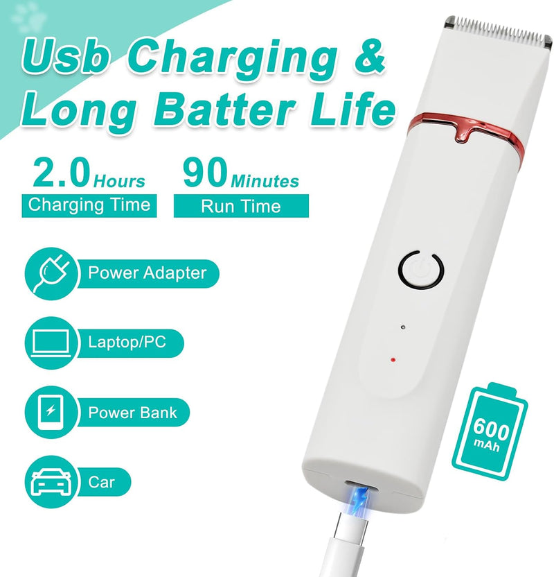 Masagotti Dogs Hair Clippers Grooming Kit with Nail Grinder, 4 in 1 Cordless Electric Trimmer Low Noise USB Rechargeable Pet Clippers for Dogs Cat,Grooming Paws, Eyes, Ears, Face,Matted Hair Dog Hair Clippers Kit