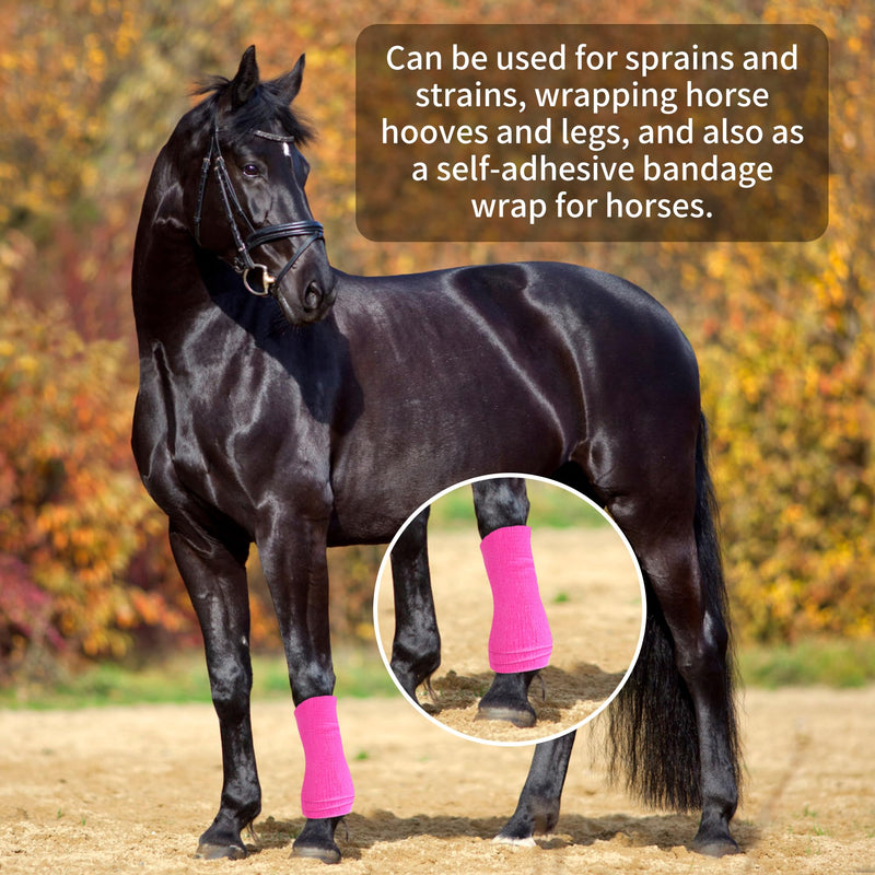 Vet Wrap - Self Adhesive Bandage Wrap Cohesive 4 Inch 5 Yards,Self Adherent Athletic Bandages for Horse Dogs Cat Pet Animals Hot Pink 6 Rolls - PawsPlanet Australia
