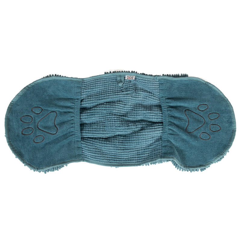 Dog Gone Smart The Dirty Dog Shammy - Fast Drying Dog Bath Towel - Plush Shammy Towel for Dog with Dual Hand Pockets and Elastic - Super Absorbent Microfiber and Machine Washable - Pacific Blue - PawsPlanet Australia