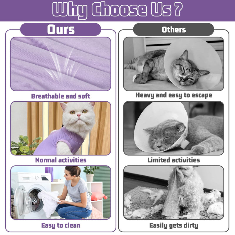 Cat Recovery Suit - Soft and Breathable Cat Onesie for Neuter Surgical, Abdominal Wounds or Skin Diseases, Cats Surgery Suit Cone of Shame Alternative Anti Licking