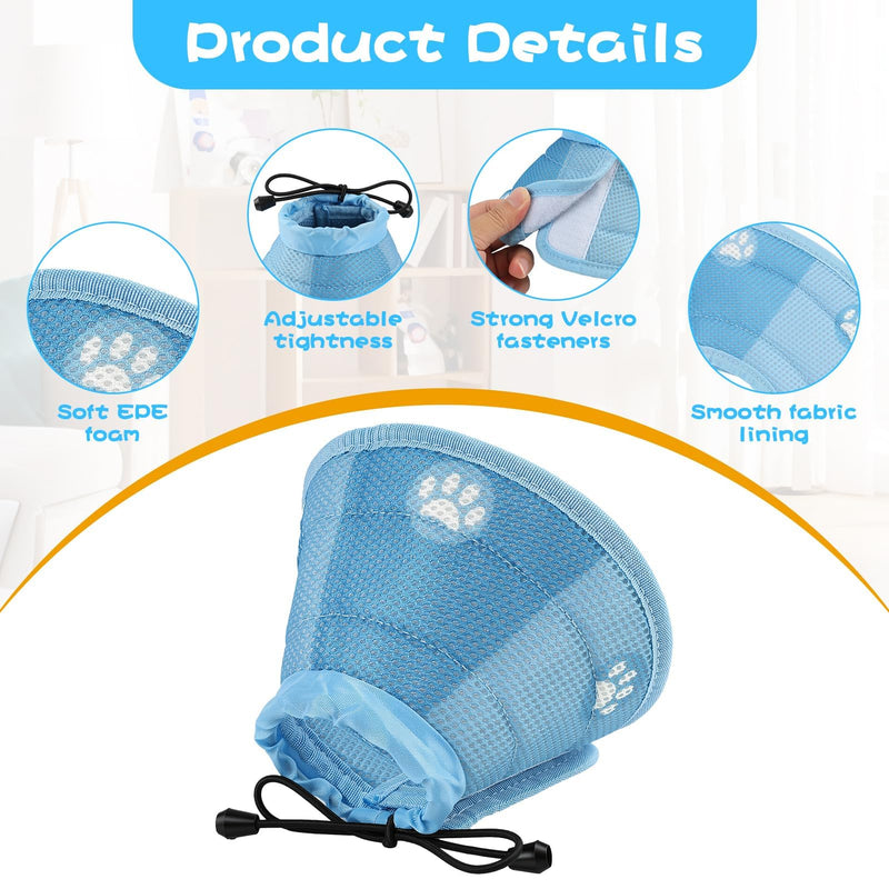 Neck brace for cats and small dogs, neck brace for cats after surgery, adjustable recovery collar to prevent scratching, for sores, injuries, wound healing, blue, size M