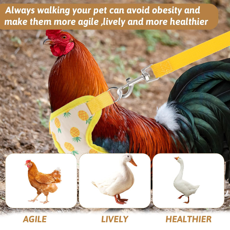 2 Pcs Adjustable Chicken Harness and Leash Set, Comfortable Chicken Vest Elastic Hen Vest with Strawberry Pineapple Print for Small Pets Duck Goose Hen Training Walking Supplies - PawsPlanet Australia