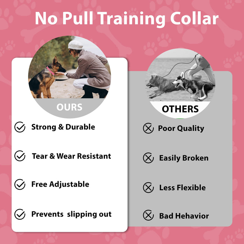 Martingale Dog Collar, Slip Martingale Collar for Dogs with No Buckle, Reflective Pet Trainning Collar for Small Medium Large Dog, Adjustable Heavy Duty Nylon No Pull Slip Collar, XS, Pink X-Small(Length:9-12'', Width:5/8'') A1-Pink - PawsPlanet Australia