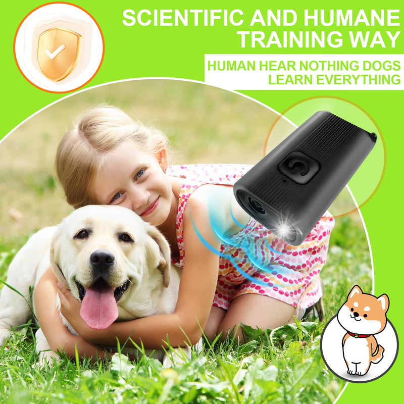 Mini Ultrasonic Dog Bark Deterrent Device - Stop Dog Barking Device for Own or Neighbor's Dog, Rechargeable Anti Barking Dog Trainer Portable Stop Barking Pet Training Tool Black