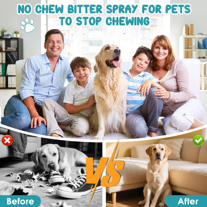 QHZ No Chew Spray for Dogs Bitter Apple Spray to Stop Chewing, Training Deterrent for Puppies & Adult Dogs, Protects Furniture, Shoes, Cords - PawsPlanet Australia