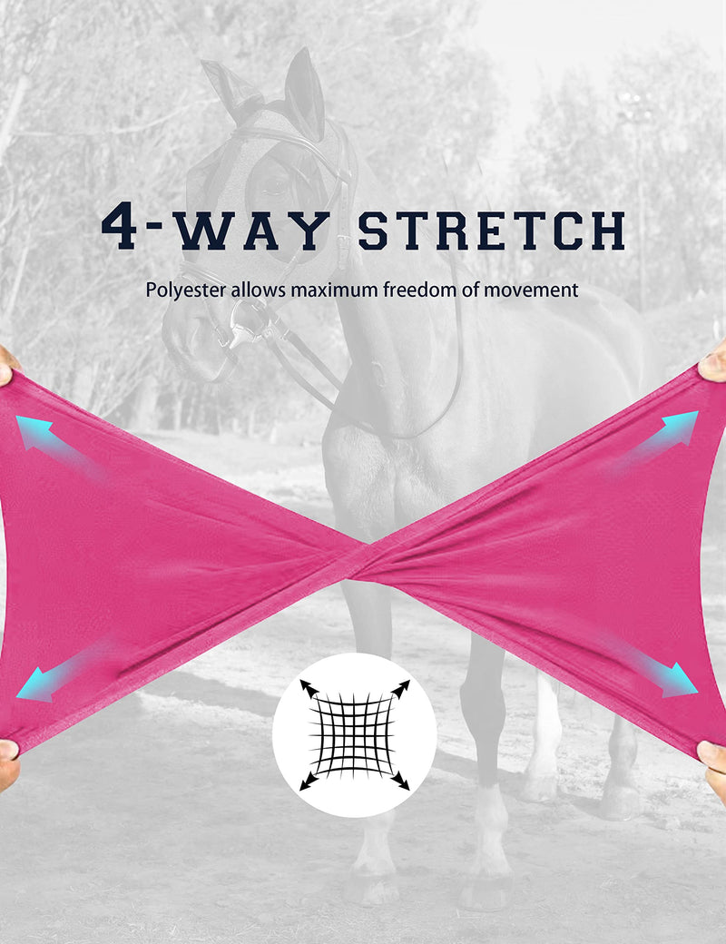 Horse Fly Mask with Ears, UV Protection, Breathable Mesh, Snug Fit Wear Under Halter, Fly Mask for Horses Hot Pink Full Size Large