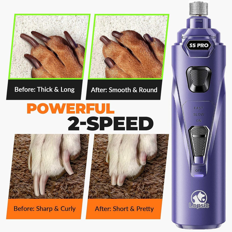 Dog Nail Grinder with 2 LED Lights Powerful 2 Speeds Super Quiet Dog Nail Trimmers with 3 Grinding Wheels Rechargeable Pet Dog Nail Clippers for Large Medium Puppy Dogs Nail File Cat Nail Clipper Blue 🟨🟨🟨Whisper Quiet-Blue🟨🟨🟨 - PawsPlanet Australia