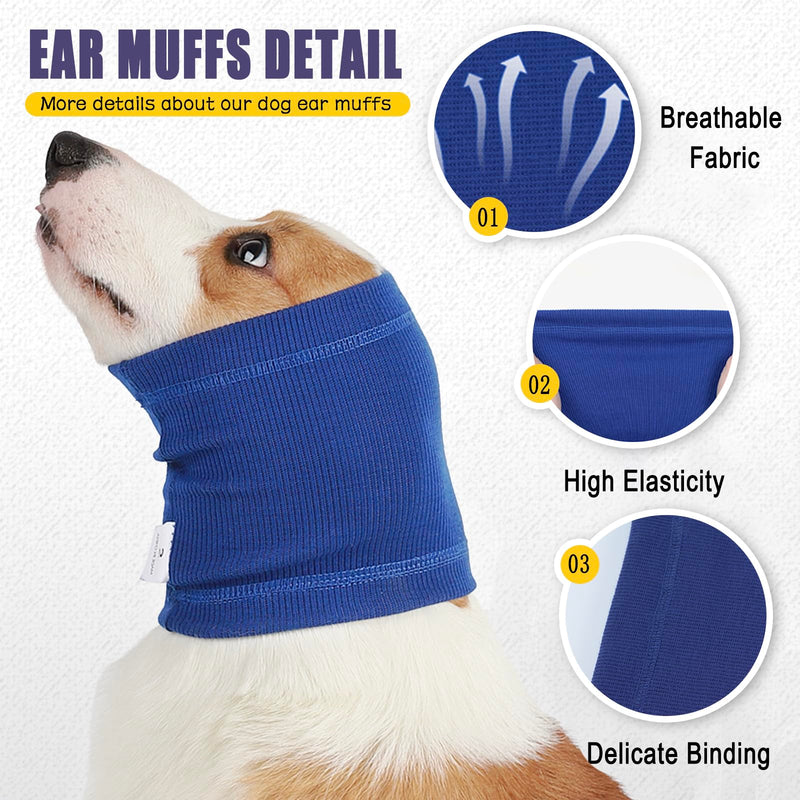 Meifsou Dog Calming Head Wrap, No Shake Quiet Ears for Dogs Anxiety Relief, Original Ear Covers Pet Calming Hoodie for Thunder, Lightning, Fireworks, Vet Visits, High Stretch Ribbed Fabric, Blue S S(Head Circle:9.8"-16.1")