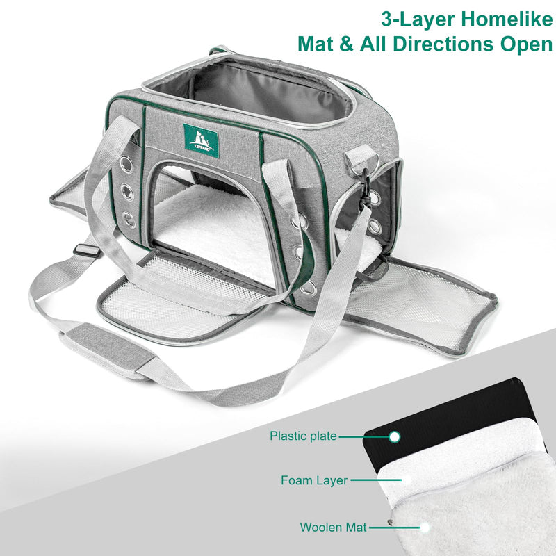 Lifeand Pet Carrier Airline Approved for Cats, Small Dogs, Kitten - Collapsible Soft Sided Travel Carrier for Small Medium Cats Under 18lb grey - PawsPlanet Australia