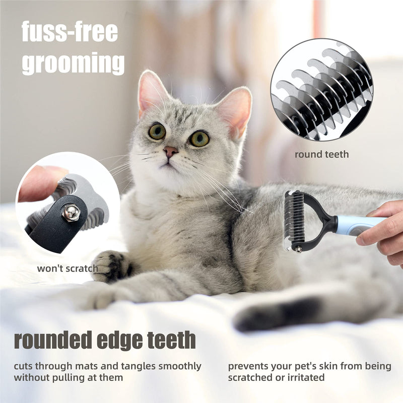 Pet Grooming Brush - Deshedding Brush, Double Sided Shedding and Dematting Undercoat Rake Comb for Dogs and Cats, Deshedding Tool for Grooming