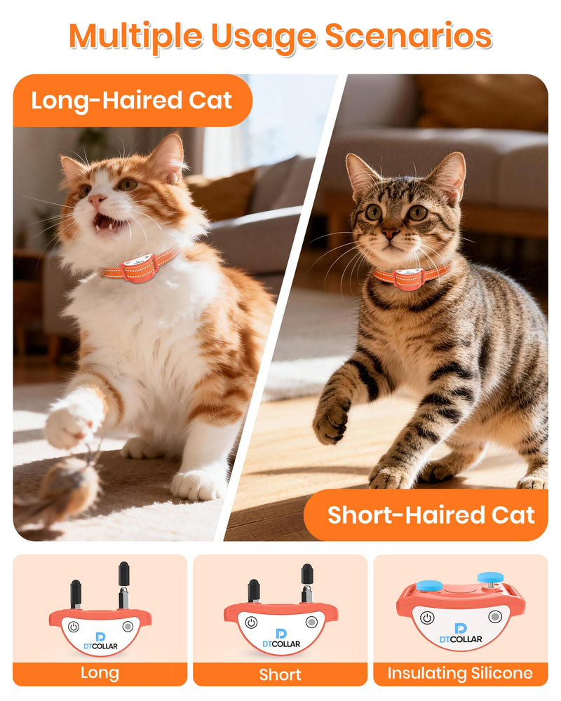 Lightweight Cat Shock Collar with Remote, Mini 3300Ft Cat Training Collar with Shock/Vibration/Beep Vibration&Beep 4 Modes, Ultra-Small Waterproof Shock Collar for Cats with 200-Level for Misbehavior Orange - PawsPlanet Australia