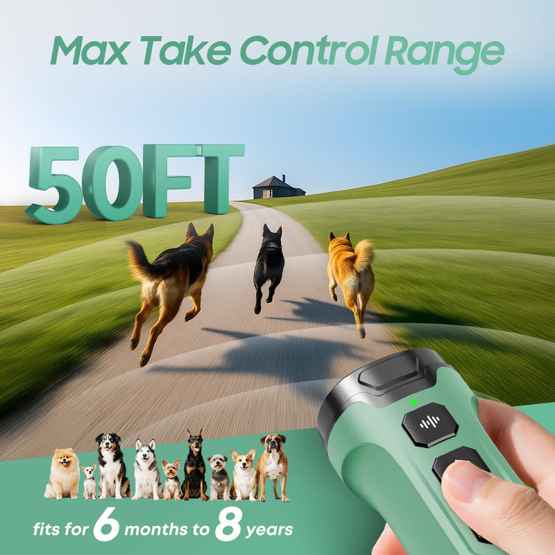Dog Bark Deterrent Devices - Humane & Effective Training Dog, Stop No More Barking with 3X Ultrasonic Emitters (Light Green)