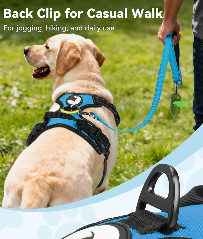 Joytale No Pull Dog Harness for Large Dogs, Reflective Pet Vest with Front Clip, Adjustable Soft Padded Harnesses with Easy Control Handle for Training and Walking, Sky Blue, L SkyBlue - PawsPlanet Australia