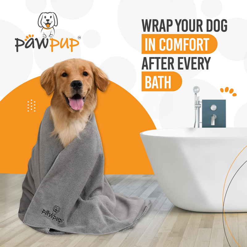 PAWPUP Dog Towel Super Absorbent - Pack of 2 - Quick Drying Super Soft Microfiber Pet Towel for Dogs, Cats and Other Pets 40 x 24 Inches Brown and Grey - PawsPlanet Australia