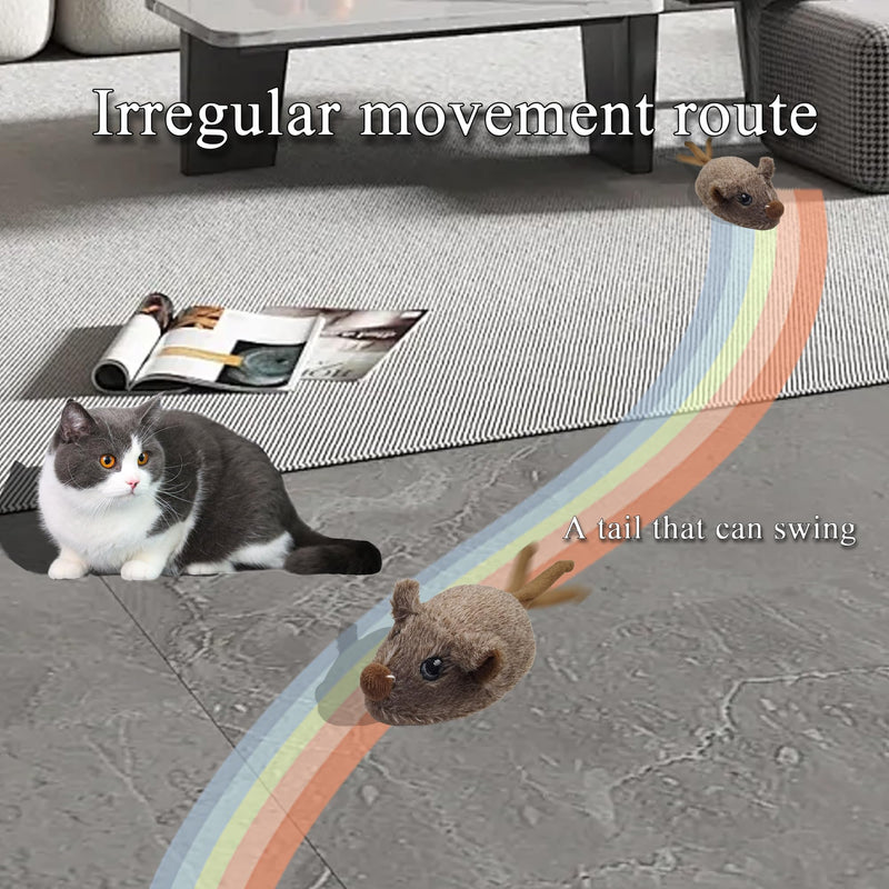 Cat Toys Squeaky Rechargeable Moving Mouse with Dynamic Magic Tail, Automatic Self Play Mouse Interactive Cat Toy for Indoor Cats, Kitten's Electric Multi-Mode Activated Mouse Toy (Brown) BROWN - PawsPlanet Australia