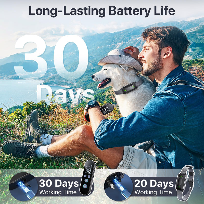 Dog Shock Collar with Remote Control, Dog Training Collar for Large Medium Dogs 40-120lbs Waterproof, Shock Collar for Dogs with Beep Vibration Security Lock (Matte Black) Matte Black - PawsPlanet Australia