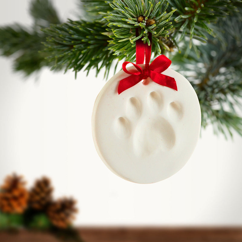 Tiny Ideas Christmas Paw Print Ornament Kit, DIY No Bake No Mess Holiday Keepsake, Dog or Cat Christmas Ornament, Pet Memorial Keepsake Round Paw Print Ornament - PawsPlanet Australia