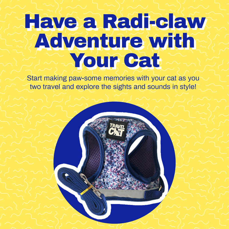 Travel Cat & Stray Cat Harness and Leash Set - Adjustable Fit Mesh Cat Harness and Reflective Strap - Comfort Escape Proof Harness for Cats, Kitten for Outdoor Walking, Hiking (Small, Groovy) Small Groovy Cat - PawsPlanet Australia