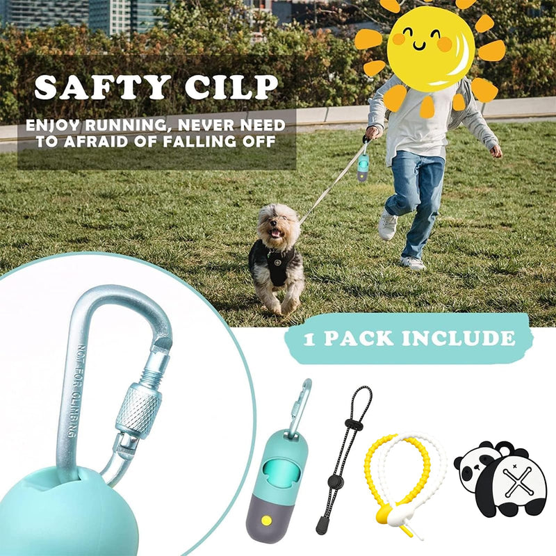 Dog Poop Waste Bags Holder with LED Flashlight|Cute Doggie Poo Bags Dispenser for Pet Leash|Trash Waste Bags Carrier with Potty Bags Clip Fastener LR44 Button Cells Included(2 Pack) (Crystal Blue) 1 Count (Pack of 2) Crystal Blue - PawsPlanet Australia