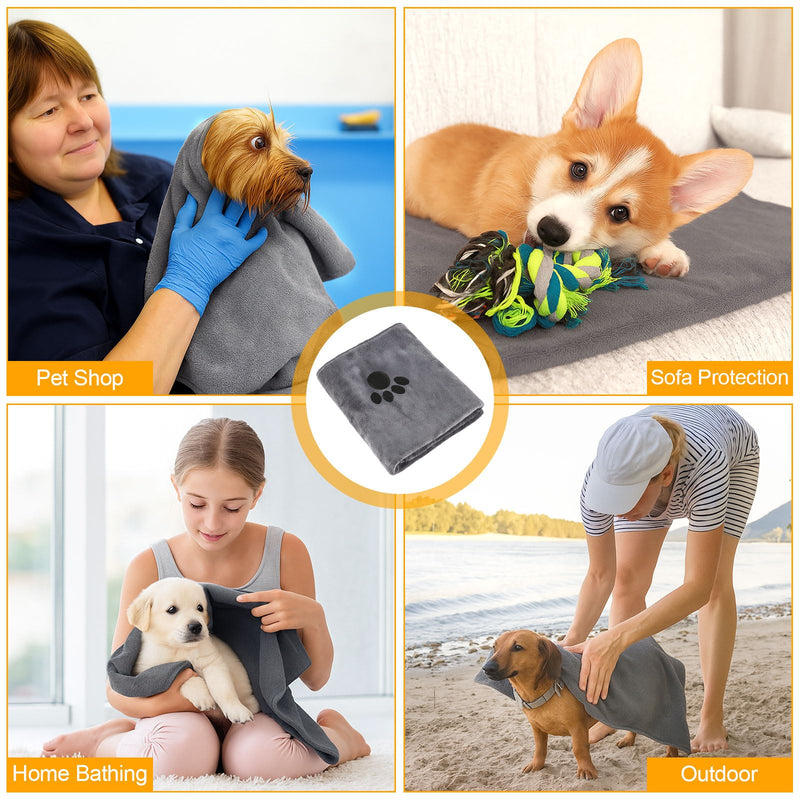 Dog Towels for Drying Dogs Large, Absorbent Microfiber Dogs Bath Towel, 40 x 24 Inch Soft Pet Grooming Towel, Dog Shower & Bath Supplies(Grey) 40"X23.6" Gray - PawsPlanet Australia