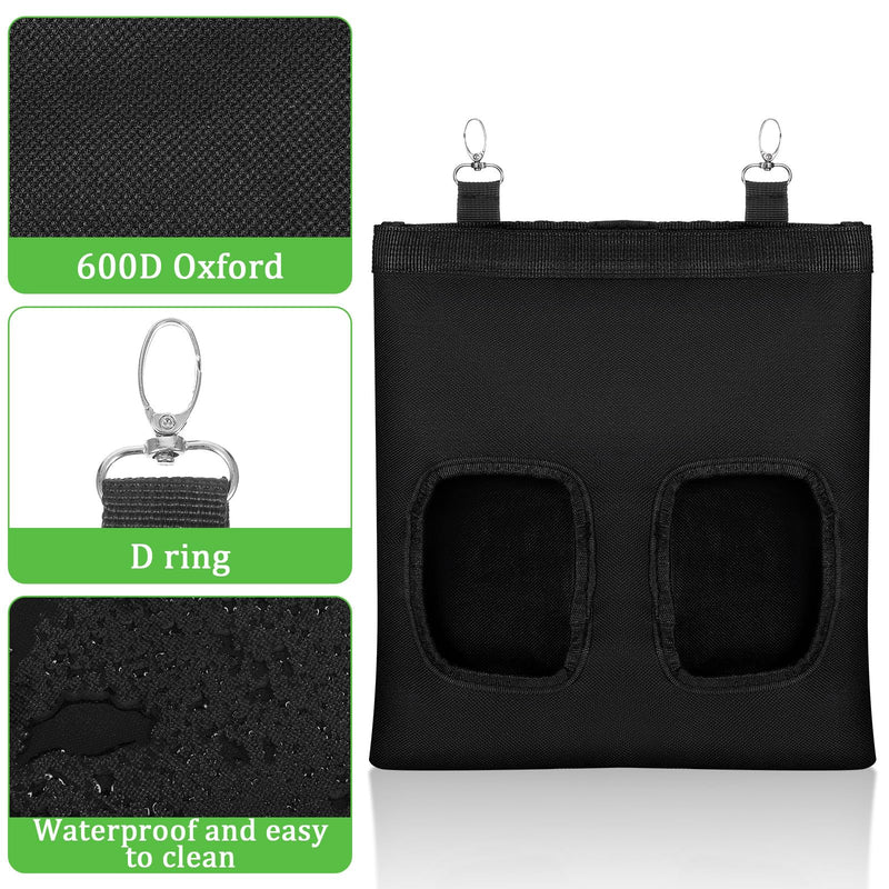 Rabbit Hay Feeder Bag, Guinea Pigs Hanging Hay Rack Manger Holder Dispenser Small Animal Feeder Storage Pouch for Bunny Chinchilla Hamster (Black, 2 Windows) - PawsPlanet Australia