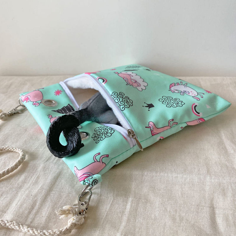 Handmade Faux Rabbit Fur Sugar Glider Bonding Carry Pouch Portable Small Animal Carrier Bag Small Animal Bonding Crossbody Strap for Hamster Rat Gerbil Other Small Pet Sleeping Bag with Vent (Green) Green