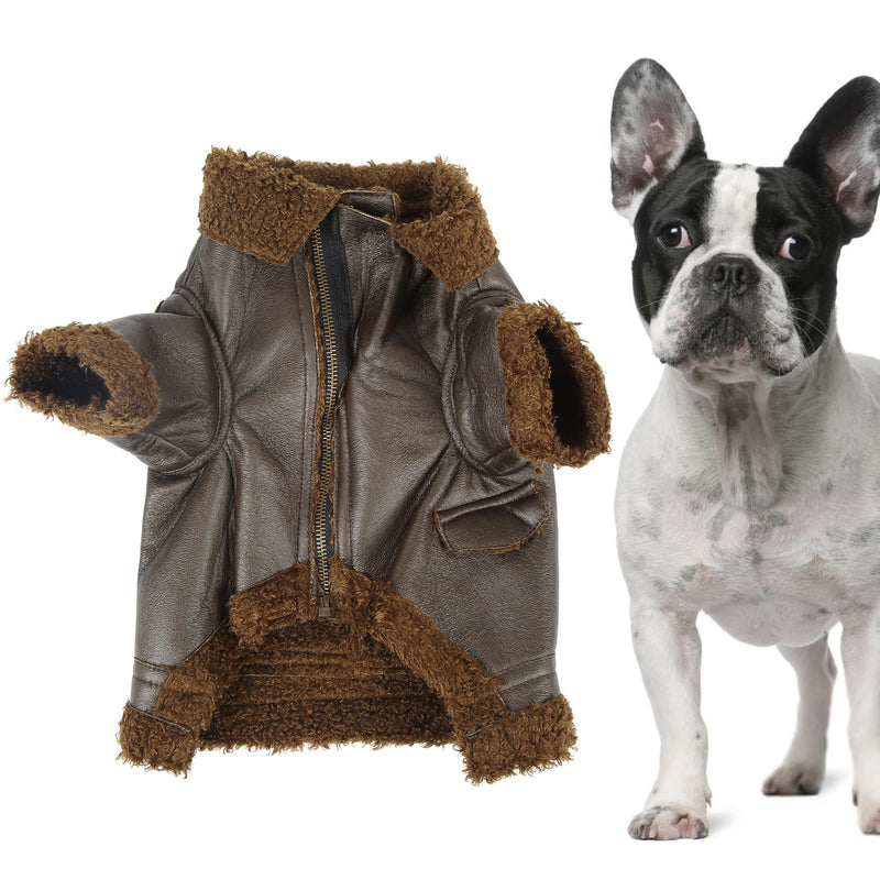Dog Leather Jacket, Dog Winter Leather Coat Warm for Small Medium Large Dogs for Cats for Winter for Outdoor (S)