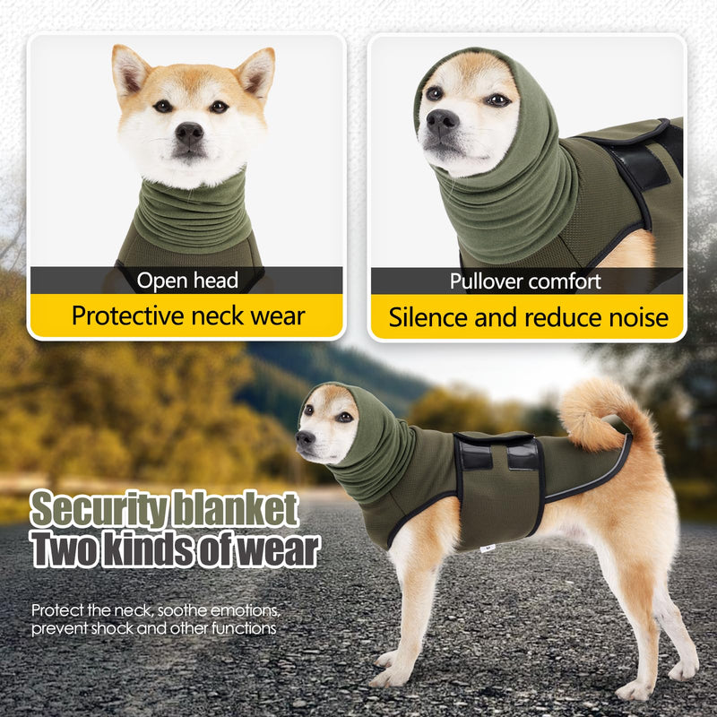 Dog Anxiety Jacket, Dog Shirt with Turtleneck, Breathable Calming Vest, Indoor and Outdoor Separated Pet Jacket (Military Green, Large) Large(Chest:20"-24") Military green - PawsPlanet Australia