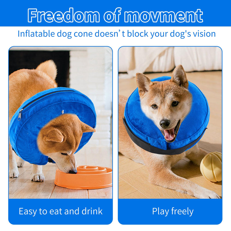 Dog Cone Collar, Inflatable Dog Cone Soft Protective Pet Recovery Collar After Surgery for Dogs and CatsBlue L (15-19") L (Neck: 15-19") Blue - PawsPlanet Australia