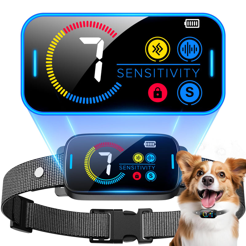 Bark Collar, Dog Bark Collar for Large Medium Dogs Smart Ultrasonic Deterrent Device Rechargeable Anti Barking Collar with Adjustable Ultrasonic Beep Vibration and 7 Sensitivity (Black) Black - PawsPlanet Australia