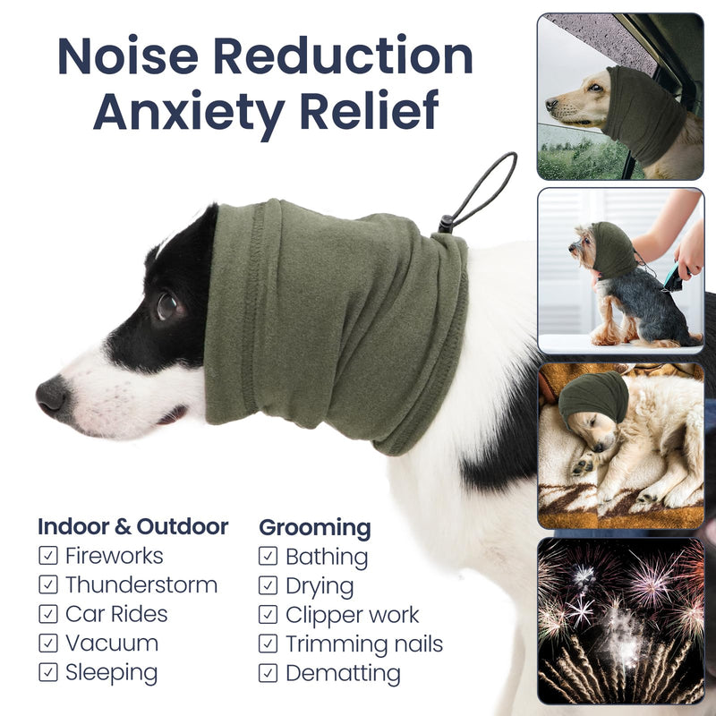 Nanaki Dog Calming Hoodie,Upgrade Anti-Slip Hematomas Ear Wraps For Dogs Ear Covers,Adjustable Dog Ear Muffs Noise Protection,Fireworks Dog Ear Protector Dog Grooming Ear Cover Dog Head Wrap Dog Snood Large Green - PawsPlanet Australia