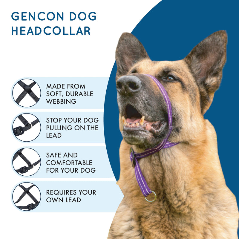Large Anti Pull Dog Headcollar - Trainer Approved - Soft & Gentle Control - Practical Dog Training & Behaviour Aid - Left Hand - UK Made - Doesn't Include Lead - Black Large - PawsPlanet Australia