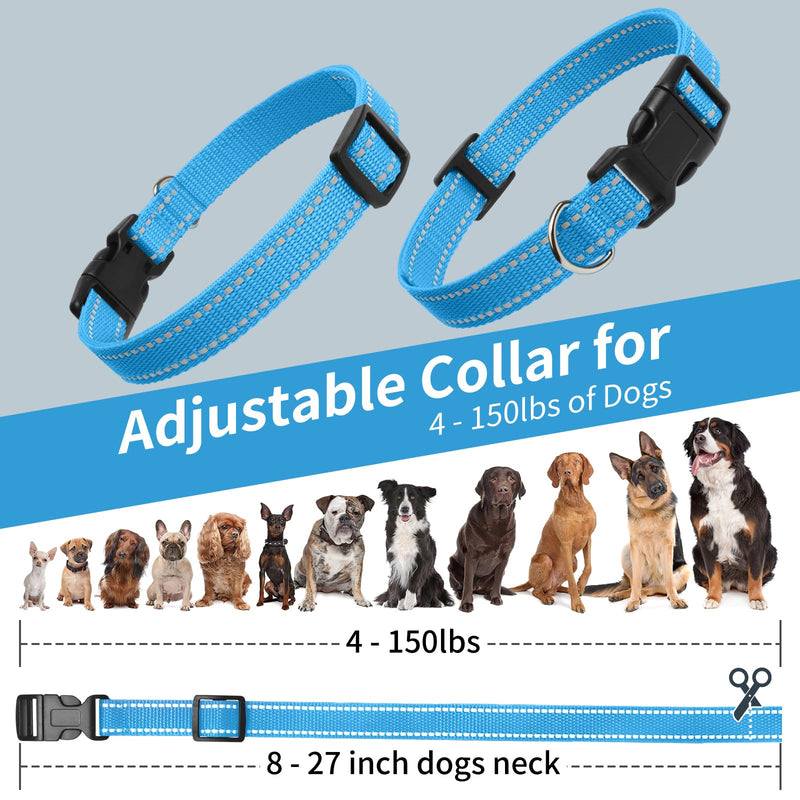 PaiPaitek Shock Collar Replacement Strap Compatible with Bousnic Delupet Garmin Patpet Dogtra Dog Care Slopehill Sportdog Brand Training Collar and Bark Collar - 2 Packs Reflective Blue