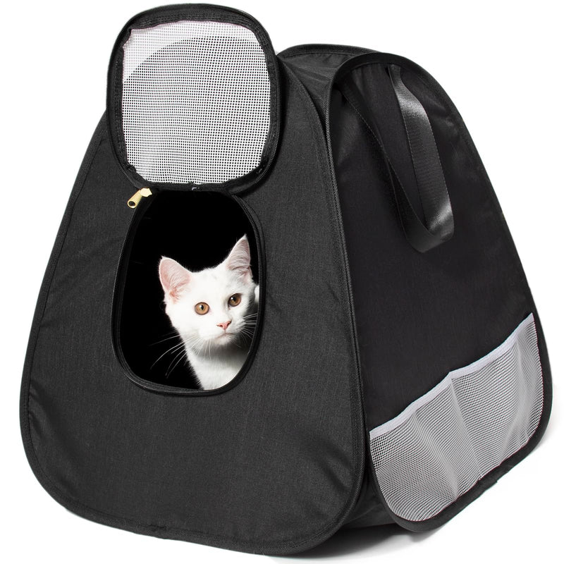 Large Portable Upgrade Travel Cat Litter Box,Leak-Proof, Lightweight, Foldable Cat Playpen (Black, 17.7" Lx17.7 Wx19.6 H - PawsPlanet Australia