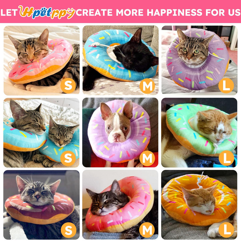 Hpetppy Cat Cone Collar Soft, Cat Recovery Collar for Wound Healing Cute Donut Adjustable Kitten Cones to Stop Licking Comfortable Lightweight Neck Elizabethan Collars for Kittens After Surgery Small Donut Pink