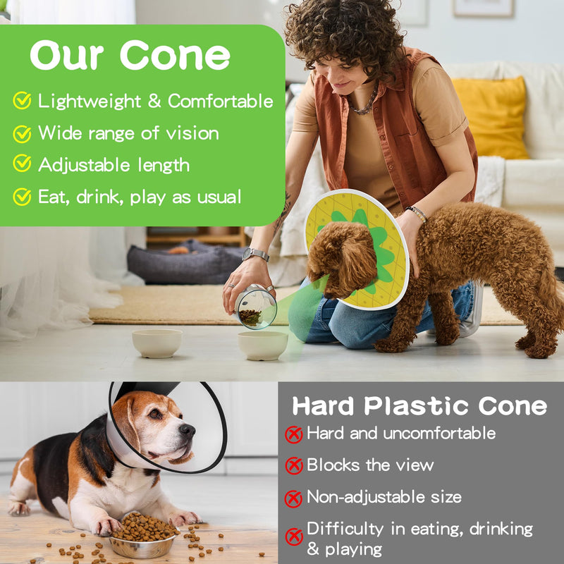 MABOZOO Waterproof Dog Cone, Adjustable Dog Cat Pet Cone Collar Recovery Collar for Dogs and Cats After Surgery, Lightweight Protective Collar E-Collar to Stop Licking (Pineapple, M) Pineapple Medium - PawsPlanet Australia