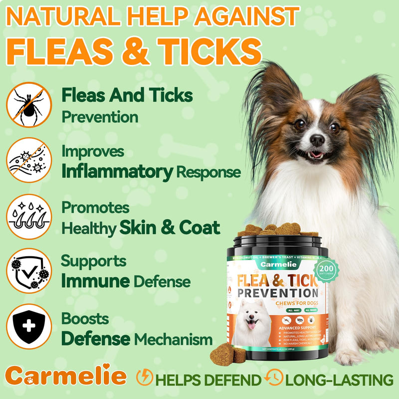 Dual Flavor Flea Chews Bundle - 200 Each - Natural Flea & Tick Prevention for Dogs - Oral Flea Support for All Breeds - Chicken & Duck Flavor Combo