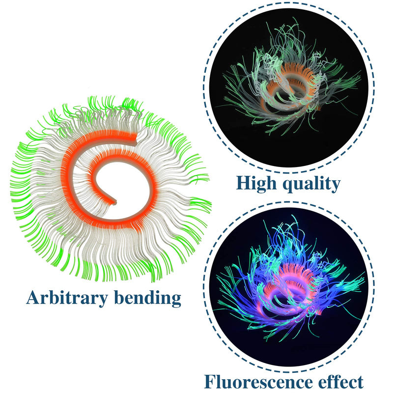 57 Pieces Glowing Fish Tank Decorations Plants with Simulation Glowing Silicone Coral Glowing Jellyfish Lotus Leaf Changeable Green Sea Anemone Luminous Stones for Aquarium Fish Tank Glow Ornament - PawsPlanet Australia