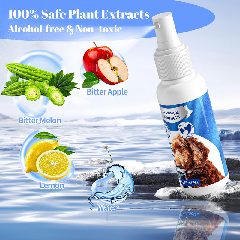 No Chew Spray for Dogs, Bitter Apple Spray for Dogs to Stop Chewing,50ML Natural&Safe Anti Chew Deterrent Spray, Alcohol-Free Effective Indoor/Outdoor Use, Protect Furniture Shoes&Household (Blue) - PawsPlanet Australia