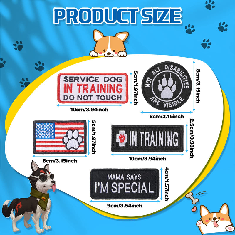 16 Pieces Service Dog Patch Do Not Pet Patch Ask to Pet Patch Removable Service Dog Vest Patches Embroidery Tactical Patches with Hook and Loop American Flag Dog Patches for Dog Harness Vest Collar - PawsPlanet Australia