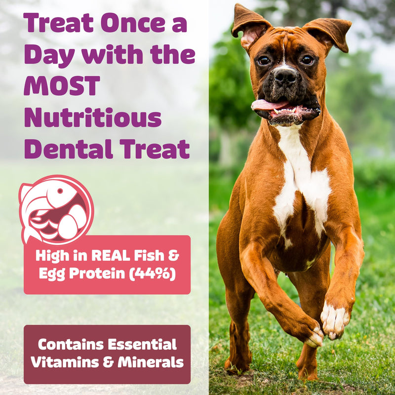Yummy Combs Dog Dental Treats – Fish & Egg Protein – Vet VOHC Approved, Removes Tartar – A Daily Teeth Cleaning Treat for Extra Small Dogs (30 Count)