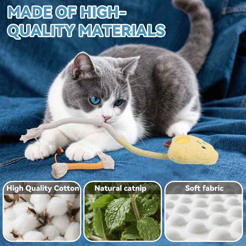 4pcs Safe Cat Rope Toy with Catnip - Dental Cleaning Chew Toys for Cats - Kitten Teething Toys - Interactive Play Toys with Feathers - Indoor Cats - PawsPlanet Australia