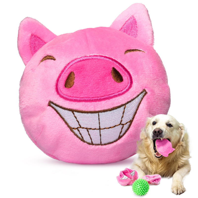 Dog Toys for Aggressive Chewers (3in1) - Squeaky and Interactive - for Medium Dogs, Large & Small Breeds - Puppy Teething Chew Toy - Juguetes Perros - Pink