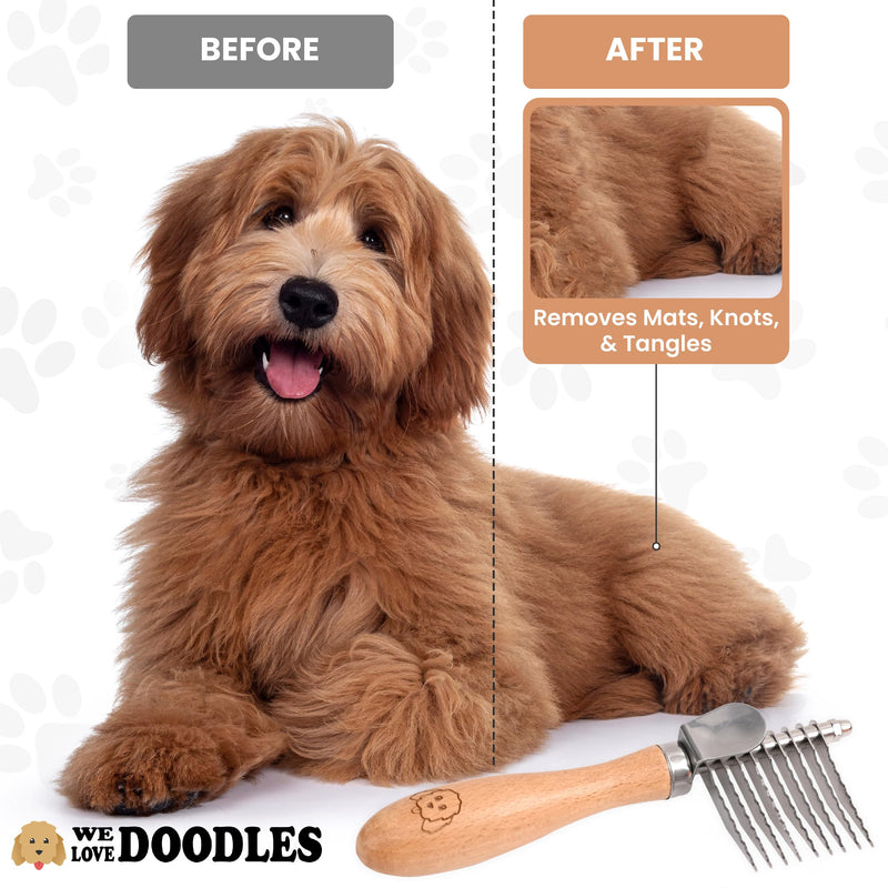 We Love Doodles Dog Dematting Brush & Rake, Hair Brush for Dogs, Made in the USA & Detangler Spray - Stainless Steel Blades, No Pulling, All Hair Types, Promotes Circulation, All Breeds, Ages