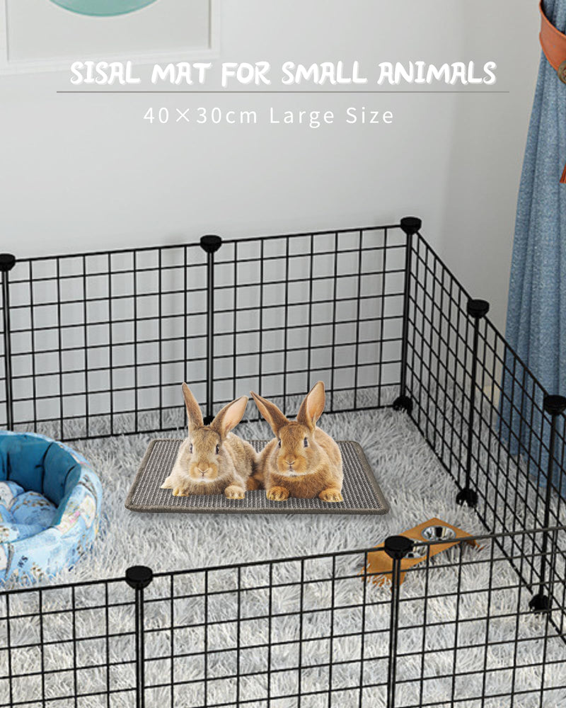 JanYoo 2pcs Bunny Scratch Pads Natural Sisal Rabbit Scratching Pad Bunny Scratcher Mat Resting Mats for Cages, Small Animal Claws and Teeth Care Bedding Accessories for Guinea Pig (15.7x11.8in, Grey) 2-Grey