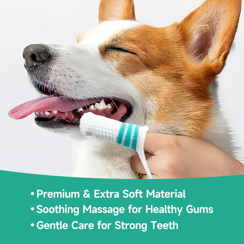 2X Pet Finger Toothbrush - Anti-Plaque - Silver Ion Protection - Soft Dog & Cat Toothbrush for Plaque Removal - Freshens Breath - Prevents Tartar - Dog & Cat Dental Care & Hygiene - Reusable Premium
