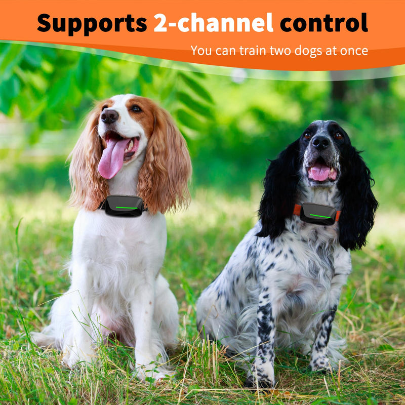 Dog Shock Collar with Remote - 4000Ft Dog Training Collar for Small Medium Large Dogs 10-120lbs, Waterproof Rechargeable E Collars for 2 Dogs with Beep Vibration (1-99) and Humane Shock (1-99) Modes Orange 2 Pack - PawsPlanet Australia